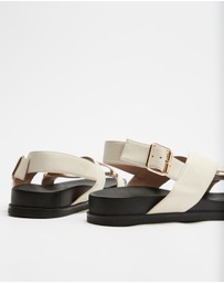 AERE - Crossover Leather Footbed Sandals