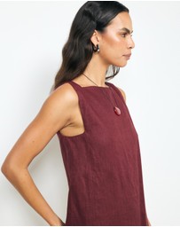 AERE - Siya Panelled Linen Shift Mini Dress