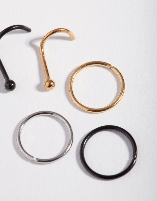 Lovisa - Simple Diamante Nose Stud 6-Pack