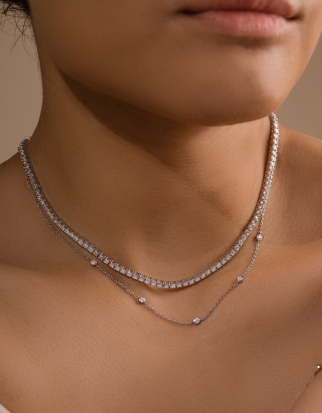 Wanderlust + Co - Pave 925 Sterling Silver Tennis Necklace
