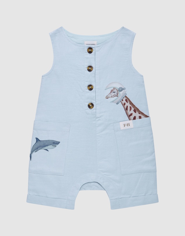 Fleur Harris - 'Heirloom Treasures' Charming Playsuit in Soft Blue