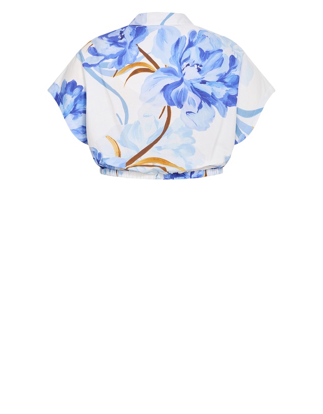 City Chic - Plus size Vacay Paint Print Shirt - white