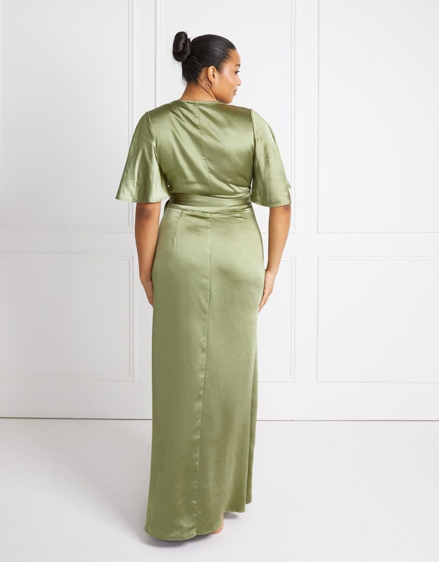 Six Stories - Wrap Tie Satin Bridesmaid Dress