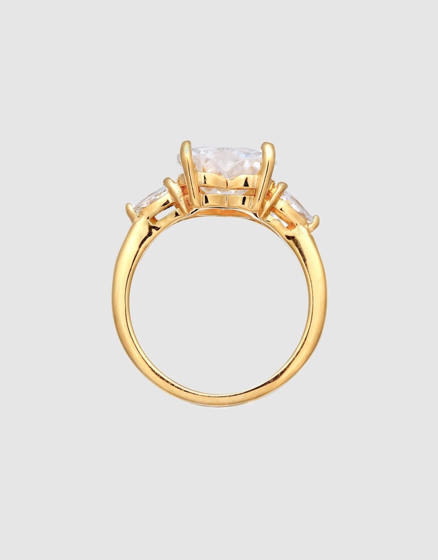 Elli Jewelry - Ring Zirconia Heart 925 Sterling Silver Gold-Plated