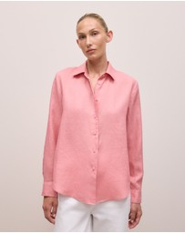 Trenery - Linen Classic Shirt in Dusty Rose