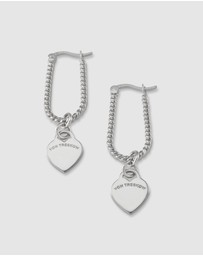 Von Treskow - Textured U-shape Earrings with VT Hearts