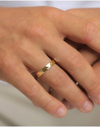 Kuzzoi - ICONIC EXCLUSIVE - Ring Men Band Organic Textured in 925 Sterling Silver Gold Plated