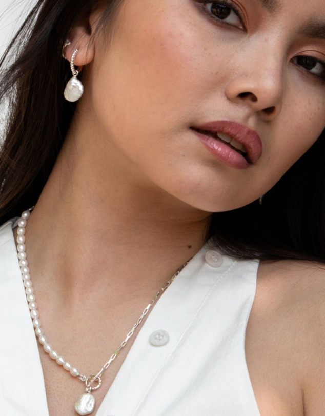 Dower & Hall - Women's Timeless Keshi Pearl Hoops In Sterling Silver