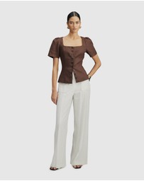 AERE - Audrey Short Sleeve Linen Vest