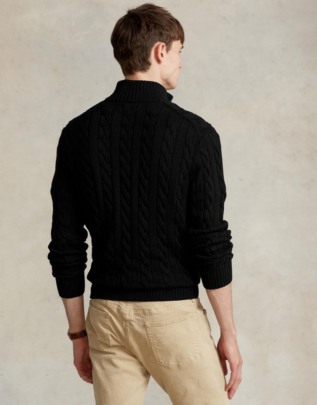Polo Ralph Lauren - ICONIC EXCLUSIVE - Cable-Knit Cotton Quarter-Zip Sweater