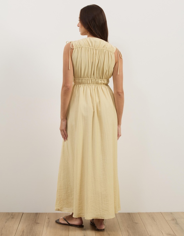Atmos&Here - Luna Linen Blend Sleeveless Gathered Maxi Dress