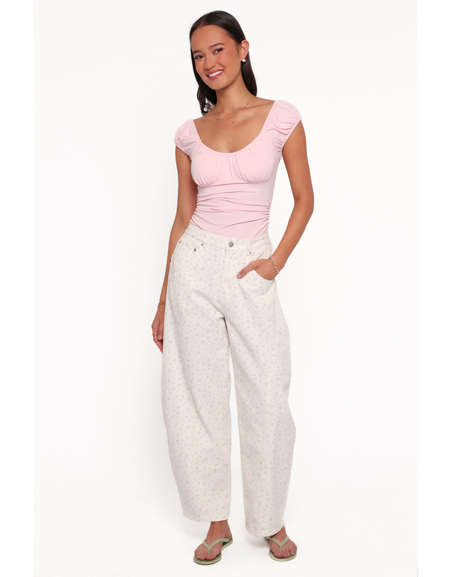 Petal & Pup - Tulsi Barrel Leg Jeans - Cream/Pink Floral