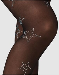 High Heel Jungle - Glitter Star Sheer Tights - One Size