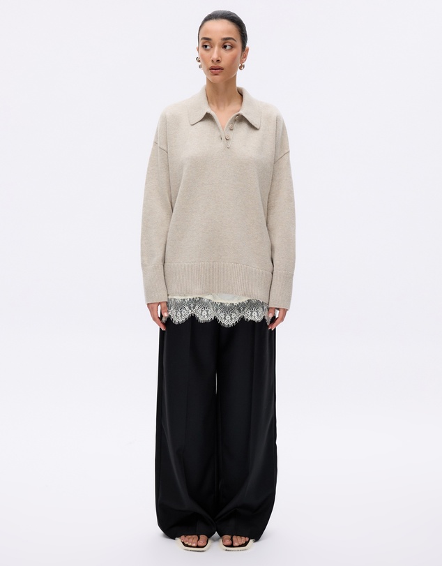 Minima Esenciales - Keir Oversized Merino Cashmere Blend Polo
