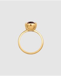 Elli Jewelry - Ring Solitaire Elegant with Crystals Red in 925 Sterling Silver Gold Plated