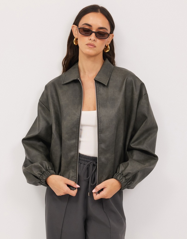 Calli - Hayden Polyurethane Bomber Jacket