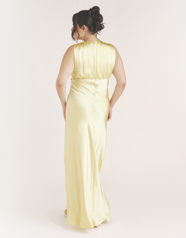 Six Stories - Plunge Drape Detail Satin Bridesmaid Dress
