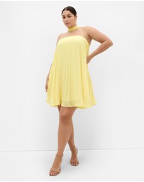 City Chic - Aida Strapless Pleat Mini Dress - lemon zest
