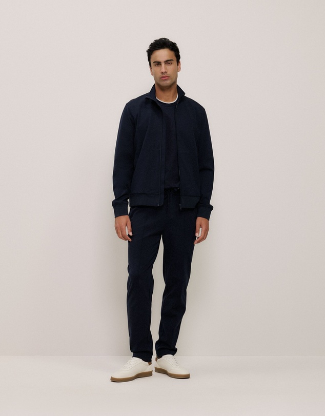 Trenery - Mercerised Cotton Layered T-shirt in Navy