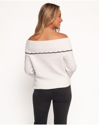 Petal & Pup - Yoana Off Shoulder Knit Sweater - White