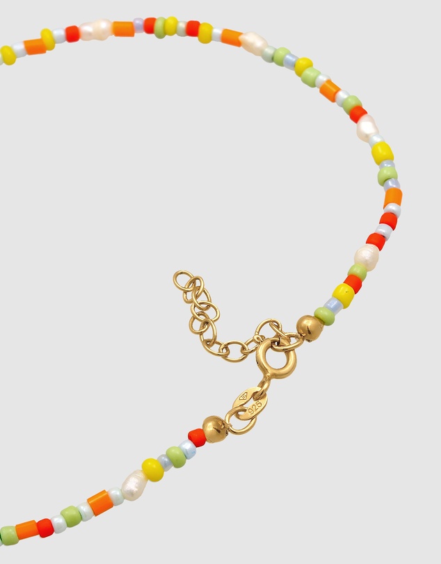 Elli Jewelry - Bead and Freshwater Pearl Anklet in Gold-Plated 925 Silver