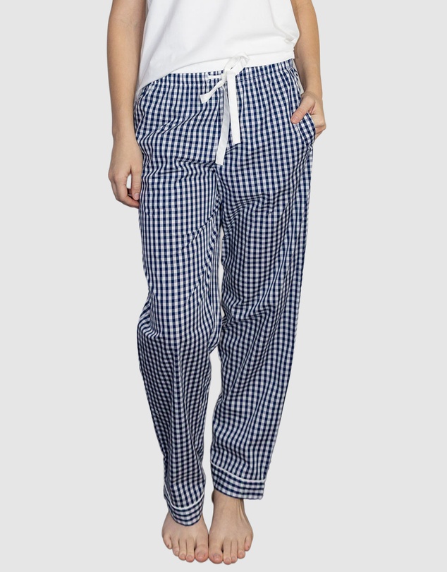 Sant And Abel - Women's Hepburn Gingham Navy Long PJ Pants