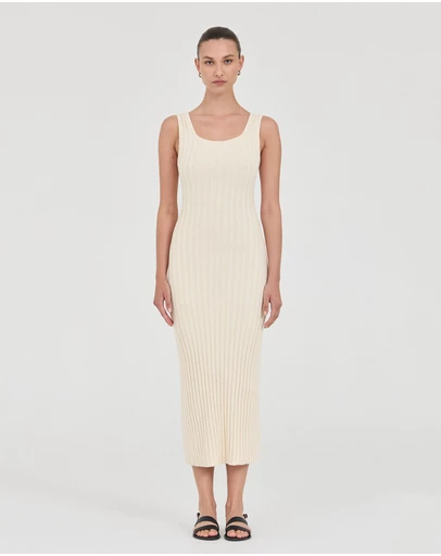 FRIEND of AUDREY - The Cotton Rib Square-Neck Dress