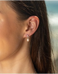 Georgini - Whitsundays Pink Freshwater Pearl And Morganite Cubic Zirconia Earrings Silver