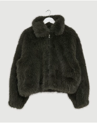 Revibe - Repaired ENA PELLY Daphne Faux Fur Bomber - AU 10