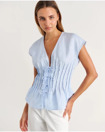 Jag - Delphine Pintuck Linen Blouse