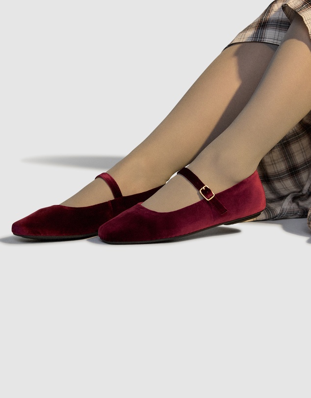 Rollie - Mary Jane Velvet Flat