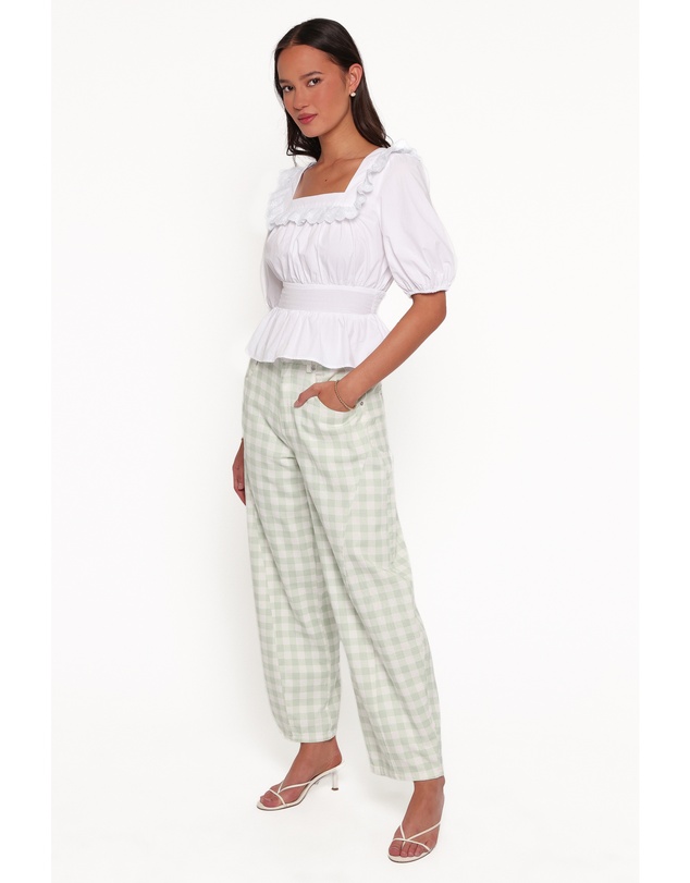 Petal & Pup - Tulsi Barrel Leg Jeans - Sage Plaid