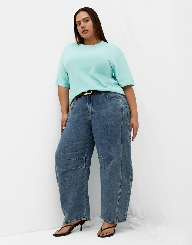 City Chic - Plus size Oversized Crew Neck Tee - mint