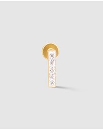 Wanderlust + Co - Alphabet Pave Gold Flat Back Earring - Letter I