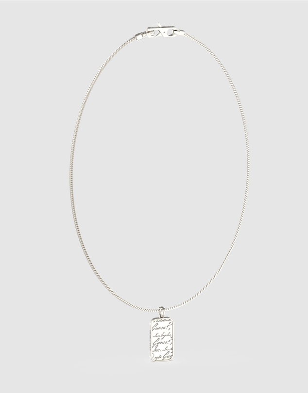 GUESS - Silver-Tone Script Onyx Pendant Necklace