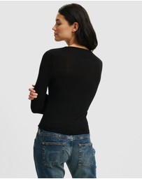 Cotton On - Sheer Layer Crew Long Sleeve Top