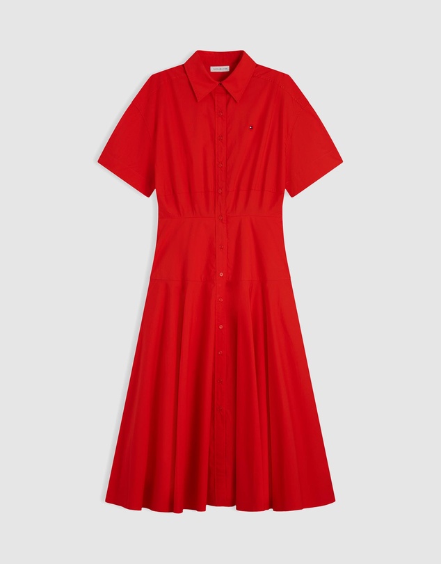 Tommy Hilfiger - Fit And Flare Poplin Midi Shirt Dress