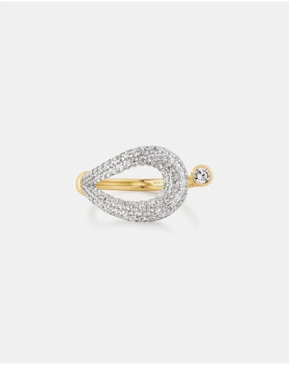 Ania Haie - Gold Pave Knot Adjustable Ring