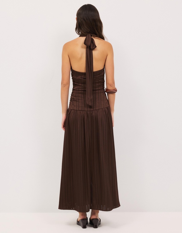 Calli - Sayer Satin Midi Halter Dress