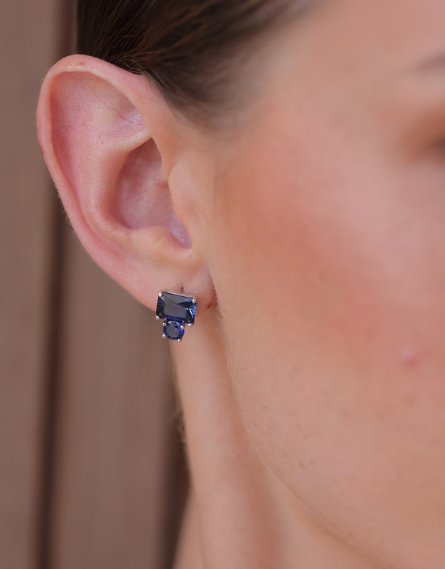 Elli Jewelry - Sapphire Stud Earrings in 925 Silver