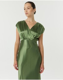 Third Form - Satin Cross Over Gather Dress