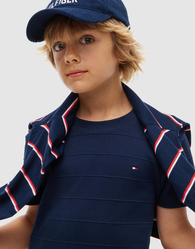 Tommy Hilfiger - Jacquard Stripe Flag Embroidery T-Shirt - Kids