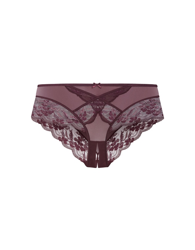 City Chic - Plus size Helena Ouvert Cheeky Panty - bordeaux