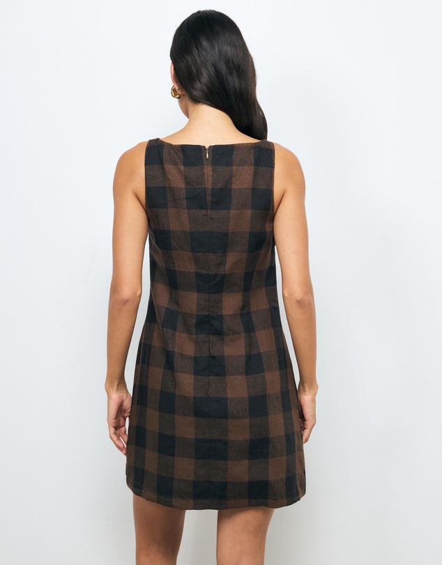 AERE - Inka Linen Gingham Mini Dress