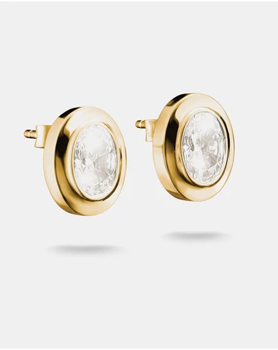 THOMAS SABO - THOMAS SABO Oval Stud Earrings with Zirconia Stones Gold