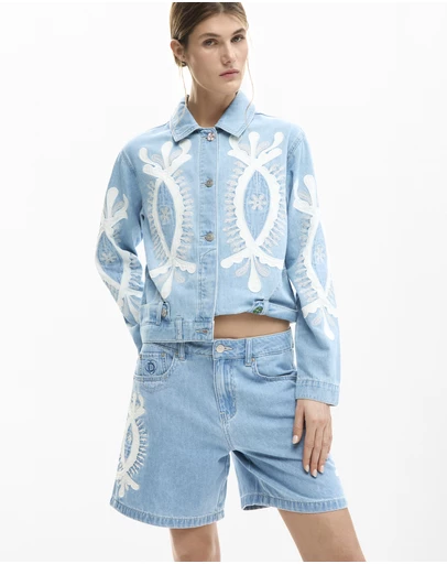 Desigual - Denim Bermuda shorts with embroidery