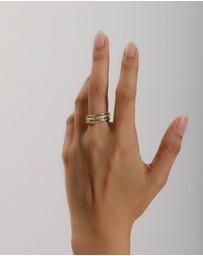 Elli Jewelry - Ring Set of 3 Bicolor Crystal 925 Sterling Silver Gold-Plated