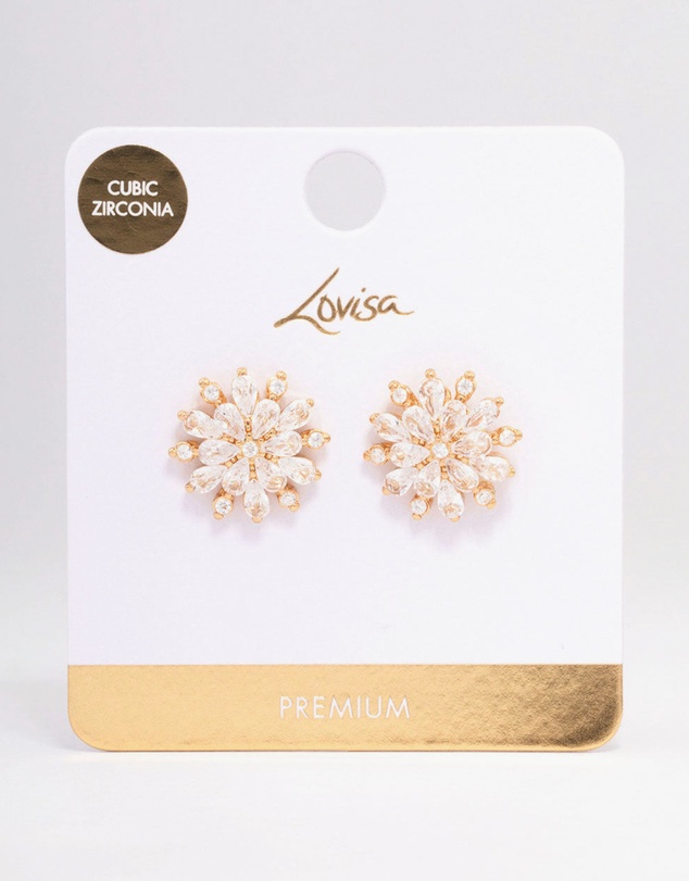 Lovisa - Gold Plated Large Round Floral Stud Earrings