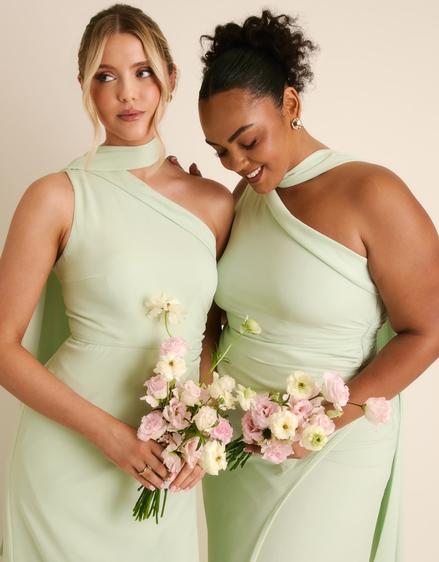 Six Stories - One Shoulder Neck Tie Chiffon Bridesmaid Dress