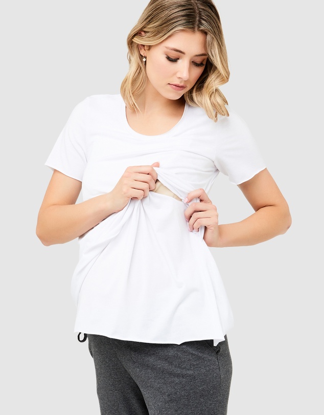 Ripe Maternity - Short Sleeve Raw Edge Nursing Top
